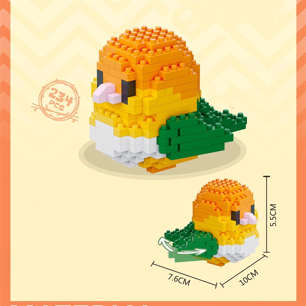 Cute bird puzzle small building block set, creative educational building toys suitable for boys and girls, toys suitable for dec