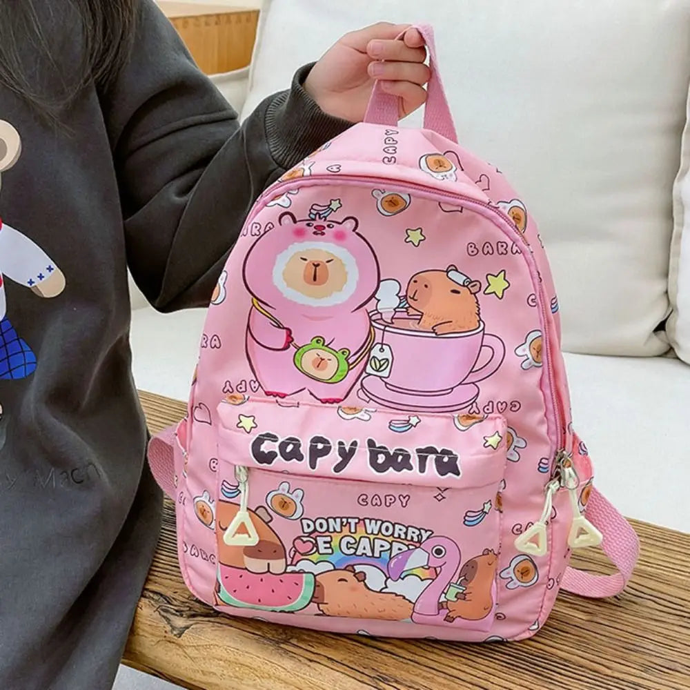 Cute Large Capacity Capybara Backpack, Cartoon Breathable Student Schoolbag, Nylon Ultra-light Book Bag, Back to school Girl