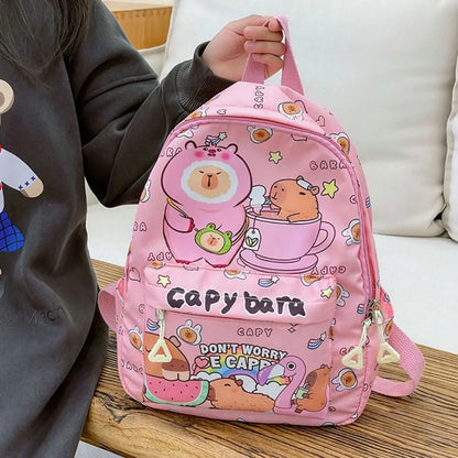 Cute Large Capacity Capybara Backpack, Cartoon Breathable Student Schoolbag, Nylon Ultra-light Book Bag, Back to school Girl