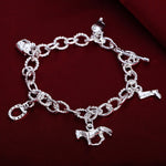 Fashion charm 925 Sterling Silver Bracelet for man woman, Twisted rope chain fine jewelry, Wedding party Christmas gift