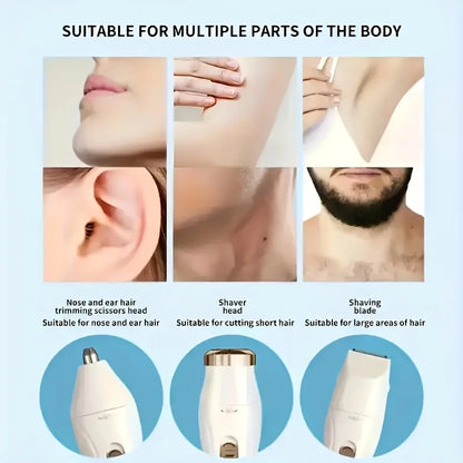 SoftAura 3 IN 1Electric Hair Trimmer for Women Waterproof Painless Body Hair Removal Bikini Arm Leg Face Shaver Personal Care