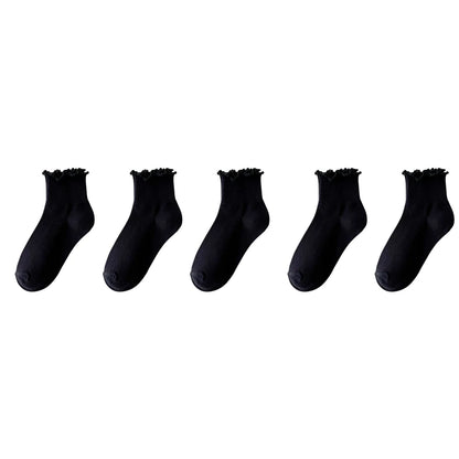 Japanese Winter Rolled Edge Short Socks Cute Socks Women Fresh Winter Wooden Ear Edge Female Socks Student Lo Niang Short Socks