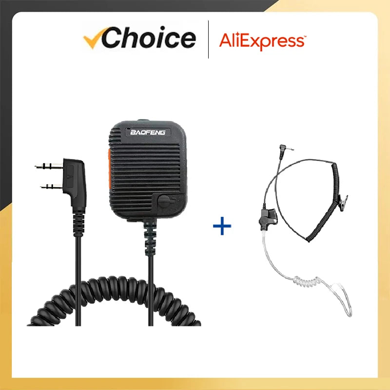 Baofeng AR-152 Mic Walkie Talkie Microphone PTT Radio Speaker Kenwood 2-Pin Type Handheld Mic For UV-K5 UV-16 UV-13 UV5R K Plug