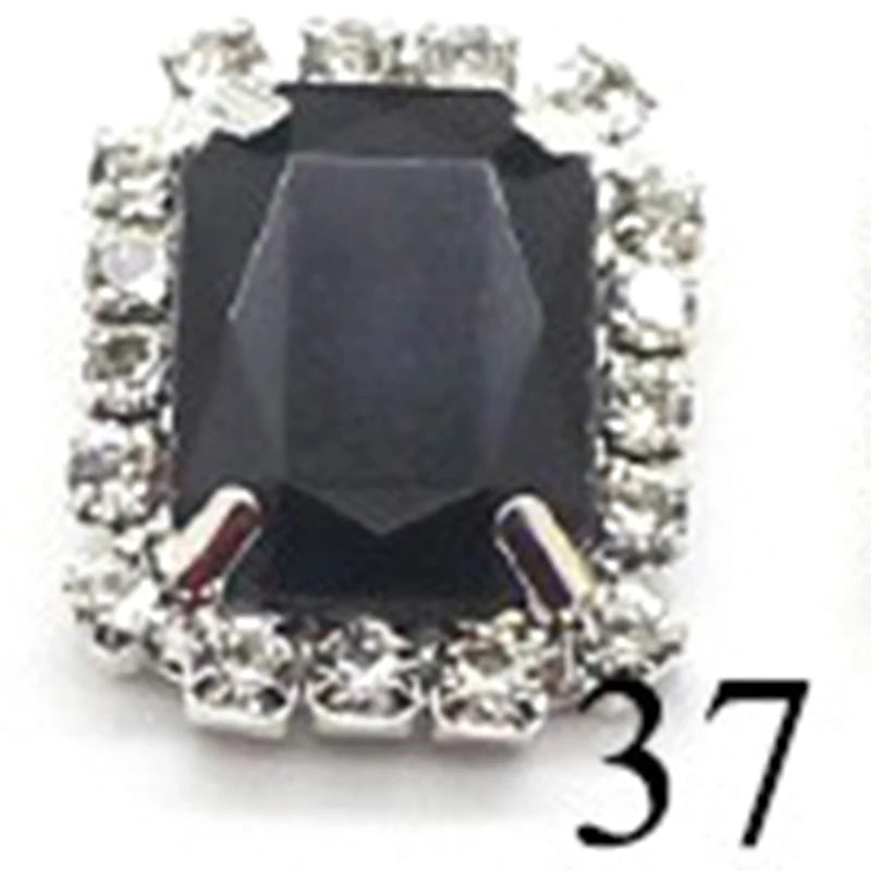 10Pcs, 15*20mm Metal Rectangle Rhinestone Sewing Accessories, DIY Clothing Hair Jewelry Decorative Accessories