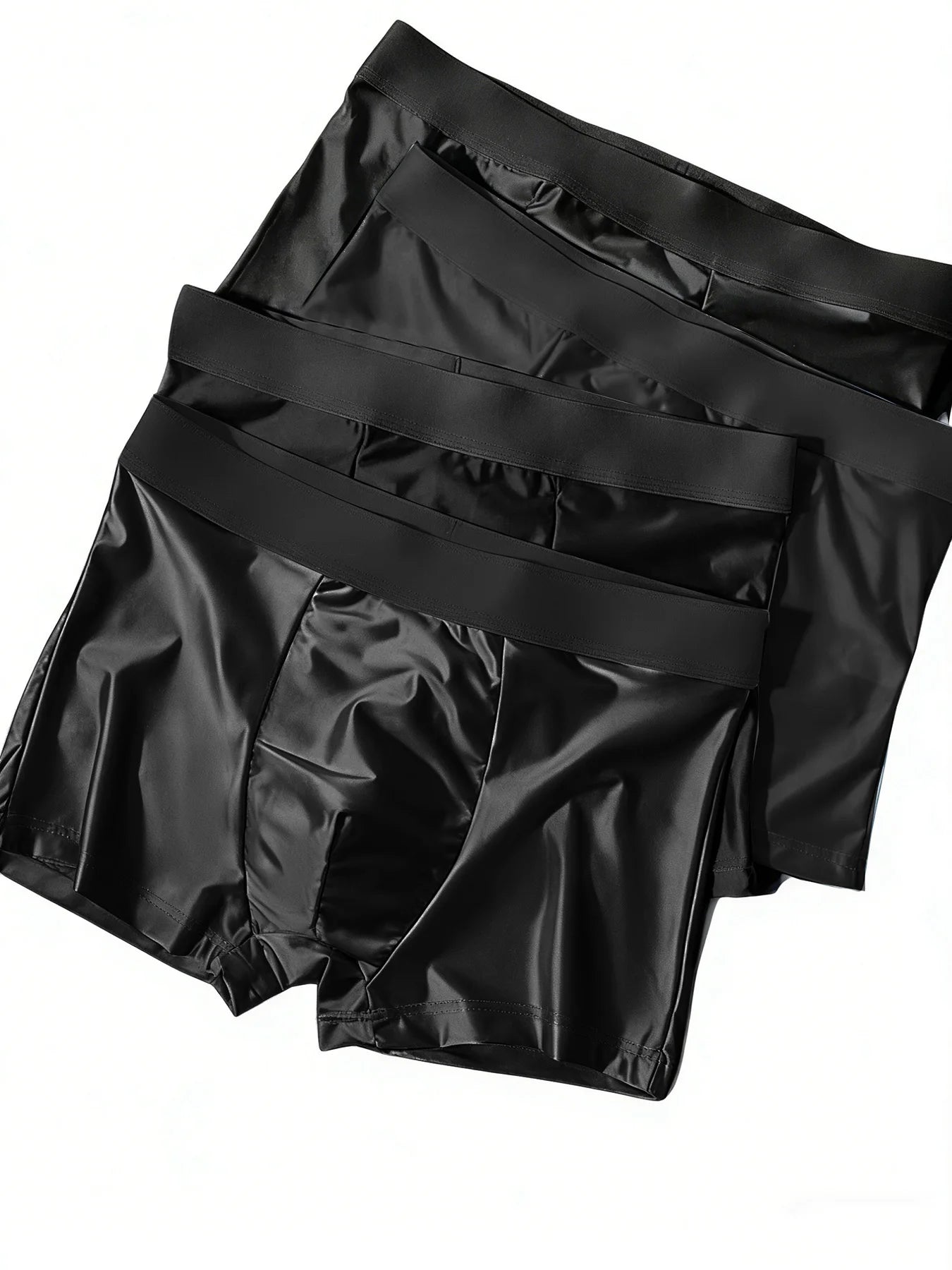 4 pieces of luxury ice silk satin flat briefs, men's underwear, smooth cool briefs, breathable and comfortable fit briefs