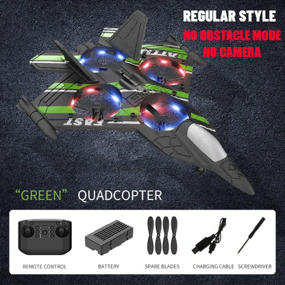 Aircraft RC Plane with Camera Remote Control Helicopter Obstacle Avoidance Fighter 2.4G Airplane EPP Foam Kids Christmas Toys