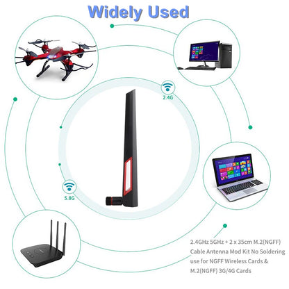 12dBi Dual Band WiFi Antenna, 2.4G 5G 5.8GHz, SMA Male/ RP-SMA Male Universal Antenna, Amplifier, WLAN Router Signal Booster