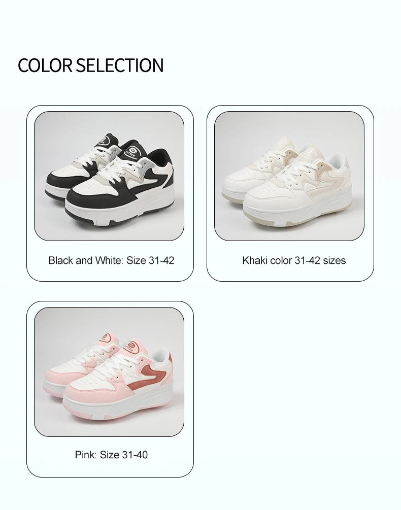 Roller Skate Shoe Walking Shoes With Four-wheel Student Sports Pulleys Walking Shoes With Wheels Summer Spring Kids Sneakers