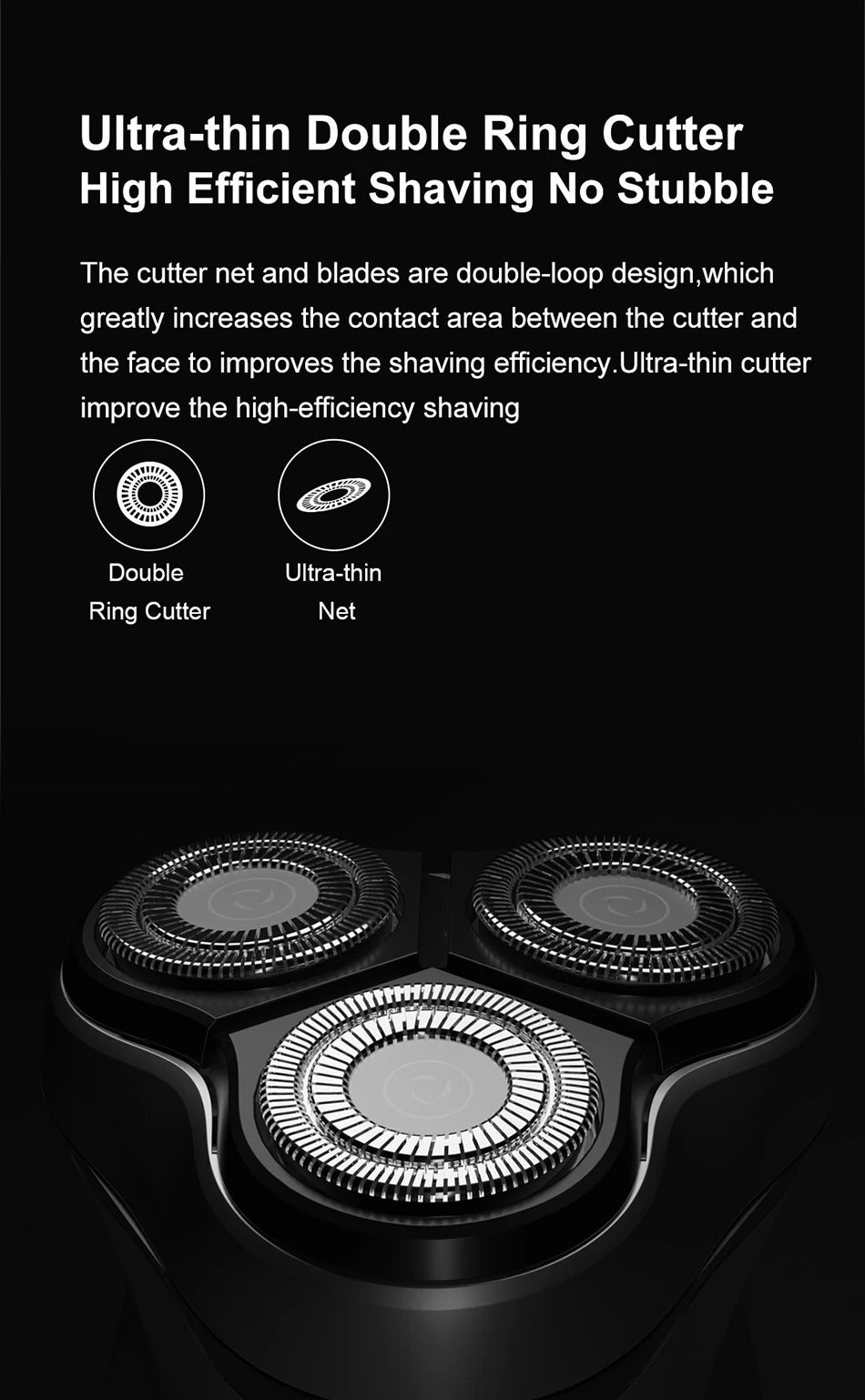 Blackstone Electrical Rotary Shaver for Men, 3D Floating Blade Washable Type-C USB Rechargeable Shaving Beard Machine, ENCHEN