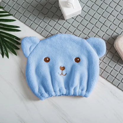 1pc Hair Drying Cap, Soft Absorbent Wrapped Cartoon Bear Design, Reusable Bathroom Essential for Women & Girls