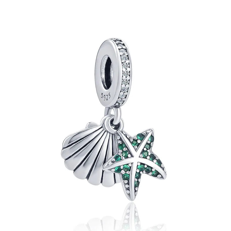 New 925 Silver Octopus crab Charm Bead Sea turtle starfish Seahorse dolphin Pendant Fit Original Bracelet Women DIY Jewelry Gift