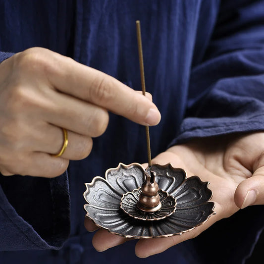 1Pcs Porous Lotus Zen Line Incense Insertion 2-In-1 Incense Holder Sandalwood Burner Lncense Plate Tray Retro Home Decorations
