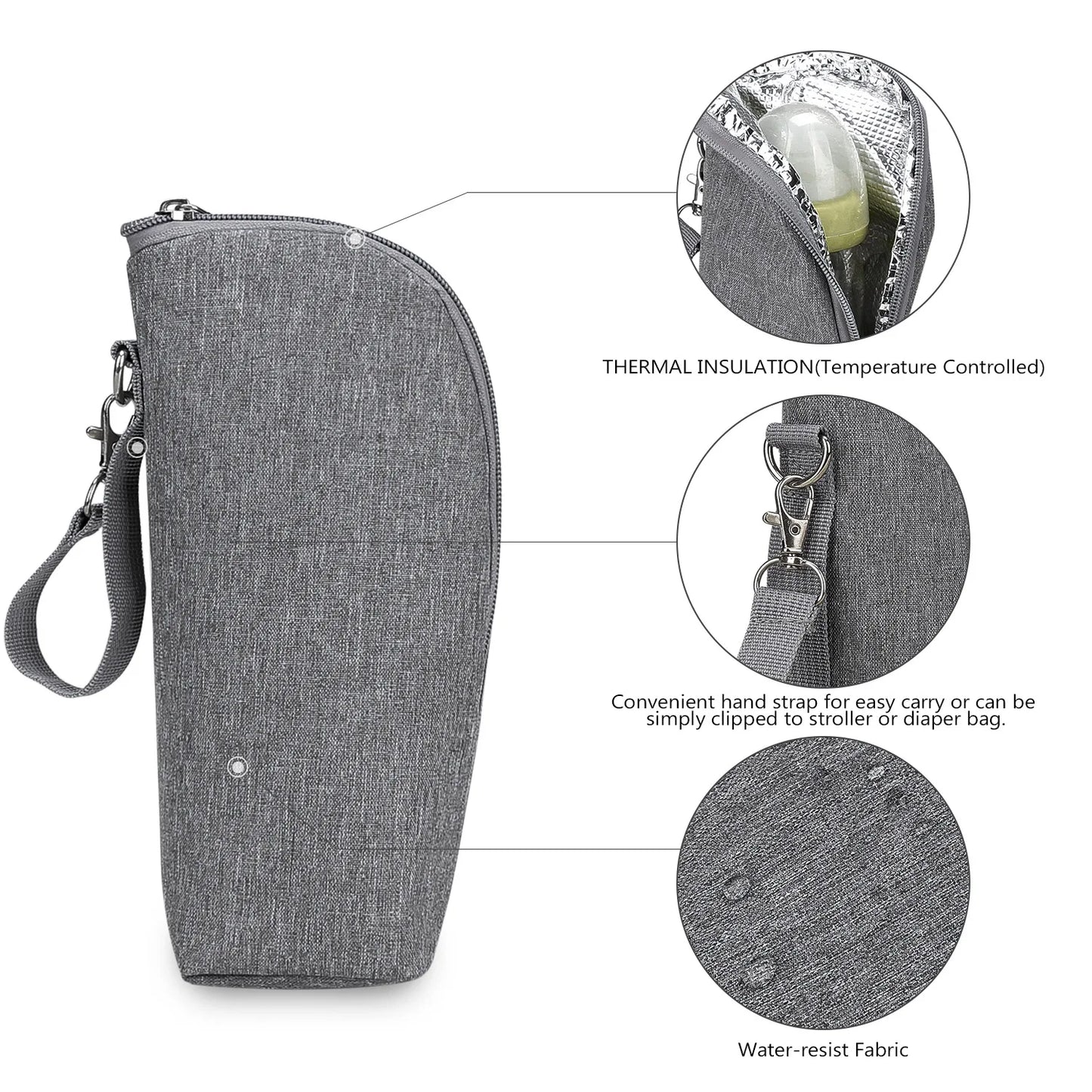 Baby Bottle Bag Portable Mother Feeding Bottle Warmer Baby Feeding Aluminum Mold Insulation Outing Stroller Hanging Bag