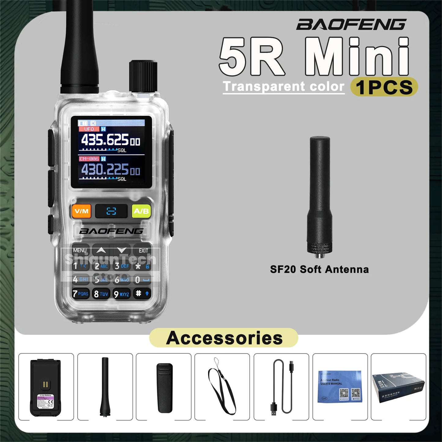 Baofeng UV 5R Mini Walkie Talkie Banda Aérea UHF/VHF Doble Vigilancia Doble PTT Programación Bluetooth Tipo-C Camping Radioaficionado Actualización 5R