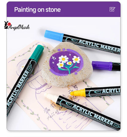 Acrylic Marker Pen, Double Headed Waterproof Art Painting Supplies, School Stationary, Graffiti Drawing 12-72 Colors, ANGEL MARK