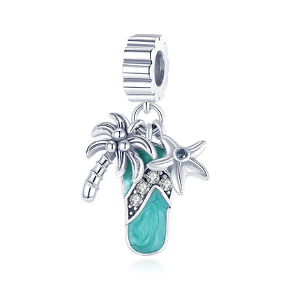 Charms 925 Silver Blue Original Stars Heart Zircon Chameleon Panda Glass Beads Fit Bracelet Jewelry Women Diy Accessories