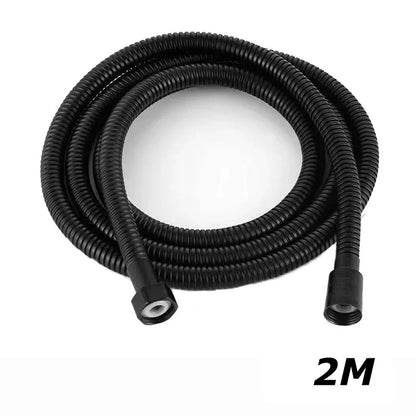 SUS 304 1.5/2M, Black/silver Flexible Shower Hose, Long Bathroom Shower Pipe Extension, Water Pipe Pull Pipe Bathroom Accessories