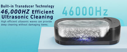 KUNPHY Ultrasonic Jewelry Cleaner 12oz 46KHz Professional Sonic Cleaner with One-Touch Operation for Rings, Glasses