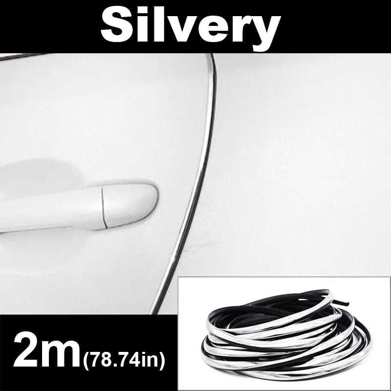 2/5/10M Car Door Edge Scratch Protector DIY Trim Strips Guard Cover Strip Roll Chrome Styling Moulding Trim Strip