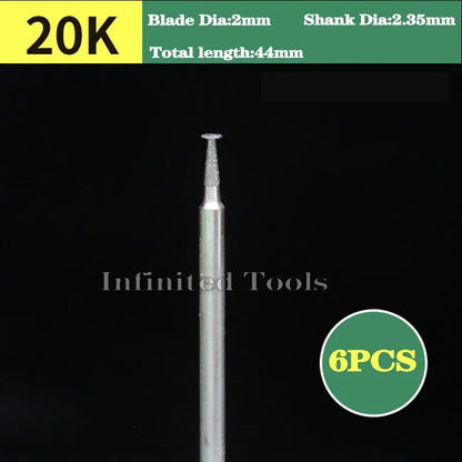6PCS 2.35mm Shank Grinding Bit Ultra-Thin T Head Diamond Mounted Point Stone Jade Carve Polish Engrave Tool 0.5mm-8mm
