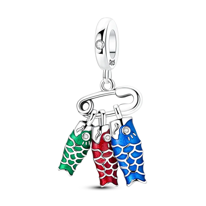 PAMELA 925 Sterling Silver Sea Turtle Starfish Blue Charm Dolphin Octopus Shell Bead For Original Charms Bracelets Ocean Jewelry