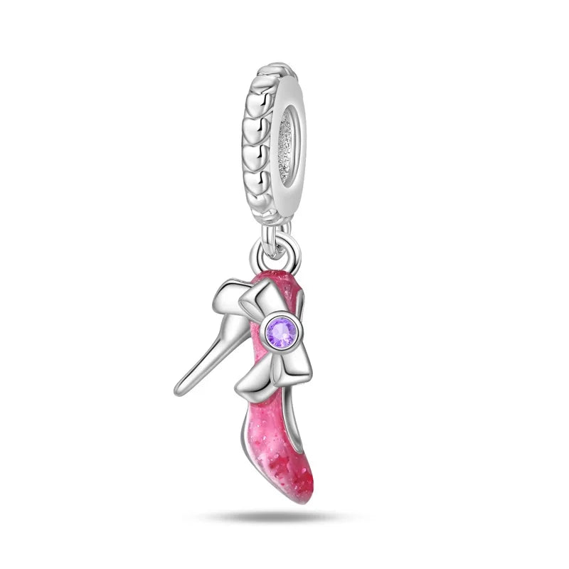 New 925 Silver Fashion Pink Princess Skirt Bag Lipstick Charms Beads Fit 3mm 925 Original Bracelet DIY Jewelry Birthday Gift