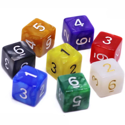 8 PCS/Lot Square Corner Dice Colorful Opaque Acrylic 6 Sided Dice Club/Party/Family Games