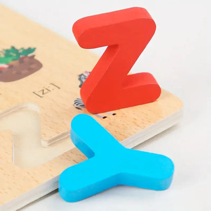 3D Colorful Alphabet Number Puzzle Montessori Wooden Puzzles Matching Games Early Education Toys Mathematics Shape Cognition