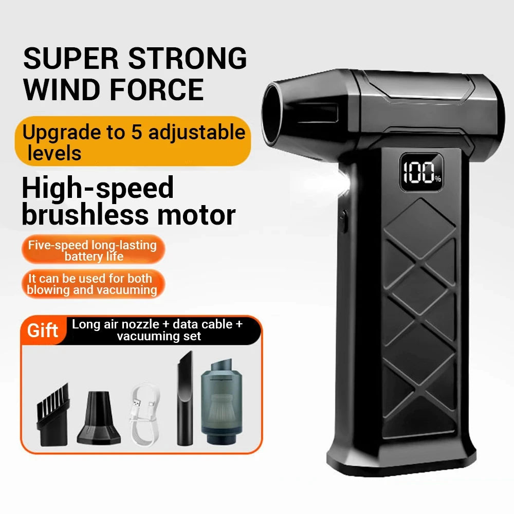 2026 New Turbo Jet Blower 800000RPM Brushless Motor Outdoor Powerful Air Blower Handheld Blower Rechargeable Thrust PC Tool