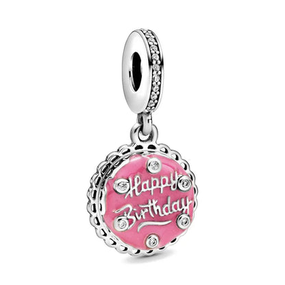 Hot Selling 925 Silver Pink Cake, Dog Paw, Luggage, Cup Bead Pendant Suitable for European Original Bracelet DIY Exquisite Jewelry