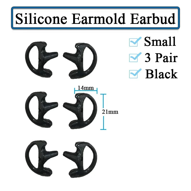 3-Pair Ear Mold Earbud Replacement Soft Silicone Earmould Earplug S/M/L Size for Walkie Talkie Radio Acoustic Earpieces Headsets