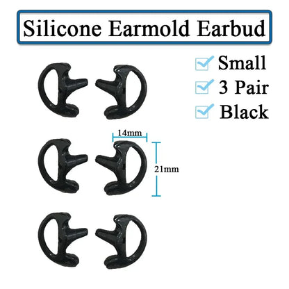 3-Pair Ear Mold Earbud Replacement Soft Silicone Earmould Earplug S/M/L Size for Walkie Talkie Radio Acoustic Earpieces Headsets