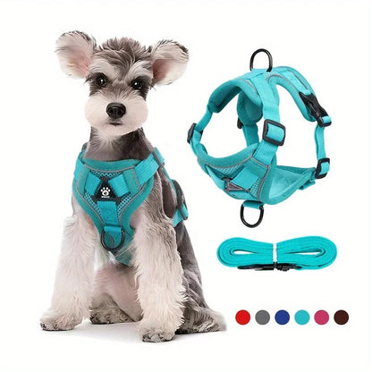 No Pull Dog Harness and Leash Set Adjustable Pet Harness Vest for Small Dogs Cats Reflective Dog Chest Strap Lead Walking