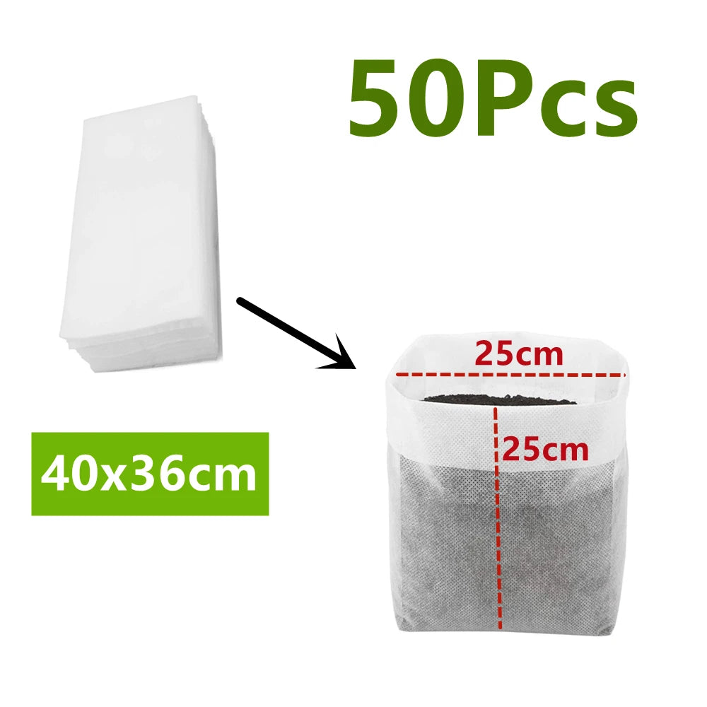 Seedling Bags 50 Pack Degradable Non-Woven Nursery Bags Fabric Seedling Grow Bags Plant Pouch for Garden Agricultural Supply