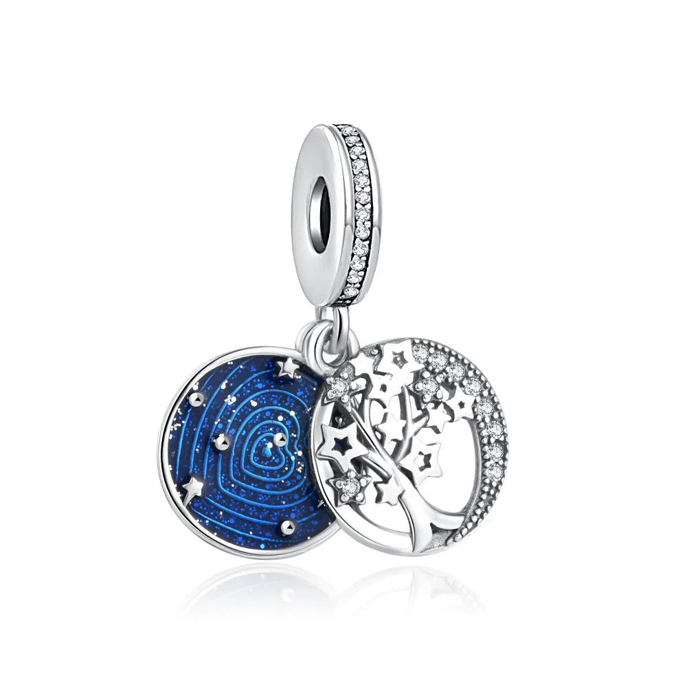 Nuevo colgante de plata 925 compatible con pulsera original, joyas para mujer, serie azul, colgante de pulpo, delfín, búho, camaleón