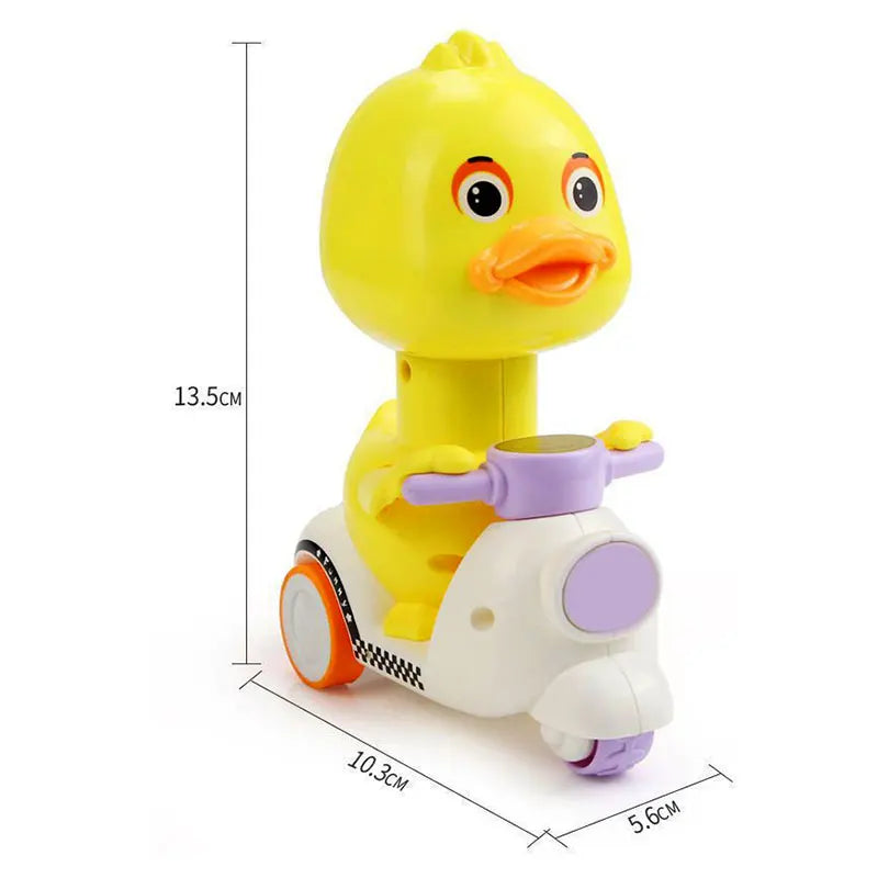Manual Pressing Head Free Rotation Cute Duck Press Car Motorcycle Anti-collision And Anti Drop Baby Toys Mini Car For Kids