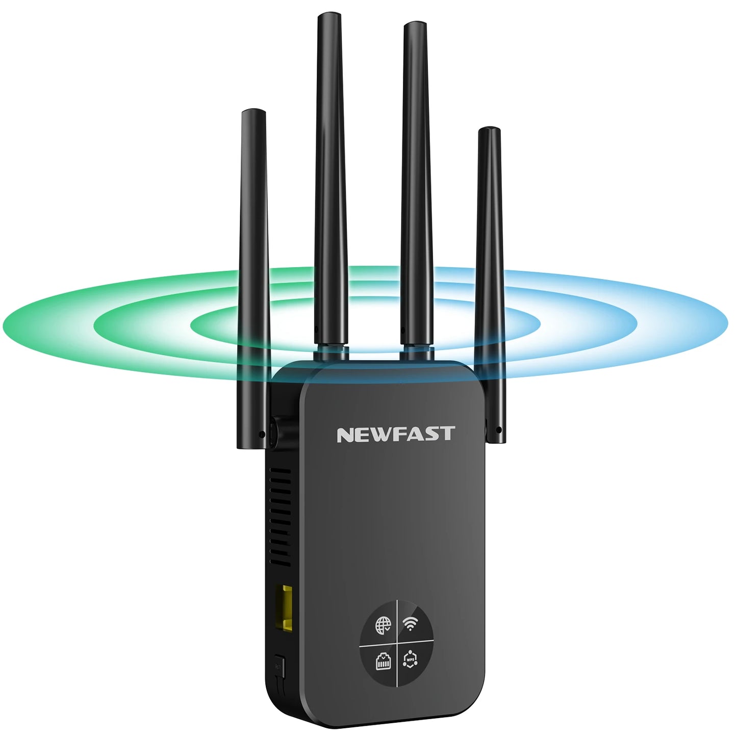 Newfast 1200Mbps WiFi Repeater Long Range OLED 5Ghz WiFi Signal Extenders Amplifier Signal Booster Antenna Repeater UK Plug