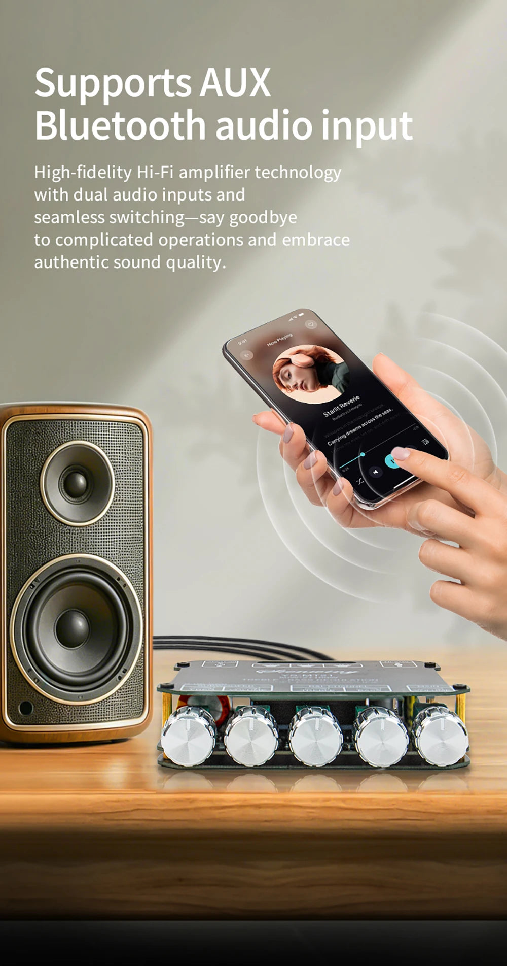 2.1 Channel Bluetooth 5.0 Subwoofer Amplifier Board 50W x 2 + 100W Power Audio Stereo Amplifier Board Bass AMP AUX