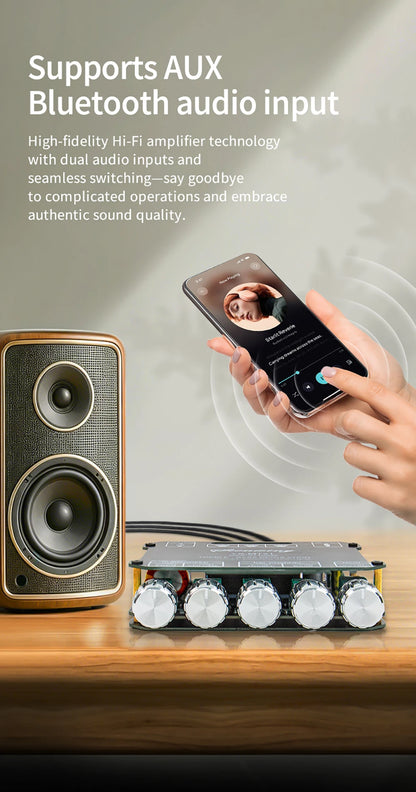 2.1 Channel Bluetooth 5.0 Subwoofer Amplifier Board 50W x 2 + 100W Power Audio Stereo Amplifier Board Bass AMP AUX