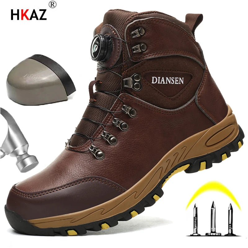 Rotating Button Safety Shoes, Men Work Sneakers, Indestructible Shoes, Puncture-Proof Protective Shoes, Work Boots, Tactical Boots