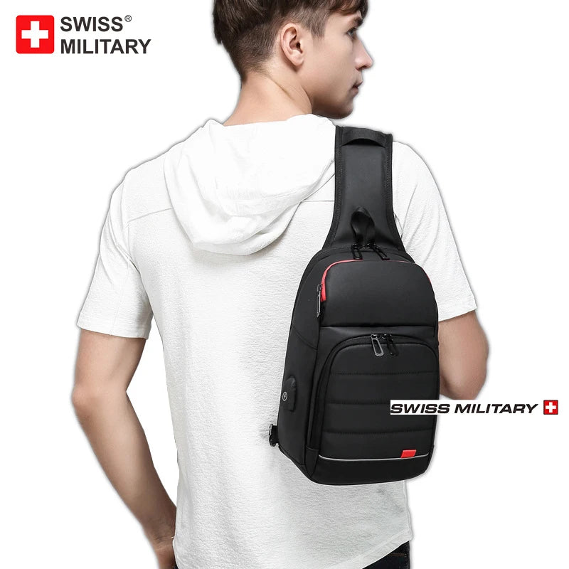 SWISS MILITARY Chest Bag Men's One Shoulder Crossbody Bag Large Capacity Outdoor Sports And Leisure Fashion Small Shoulder Bag