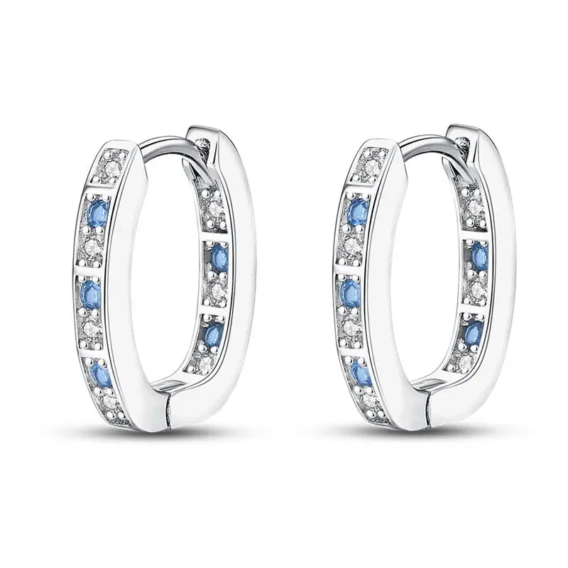 925 Sterling Silver Moon Universe Starry Sky Series Charm Earrings Women Blue Shiny Zircon Daily Wear Jewelry