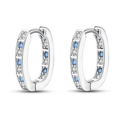925 Sterling Silver Moon Universe Starry Sky Series Charm Earrings Women Blue Shiny Zircon Daily Wear Jewelry