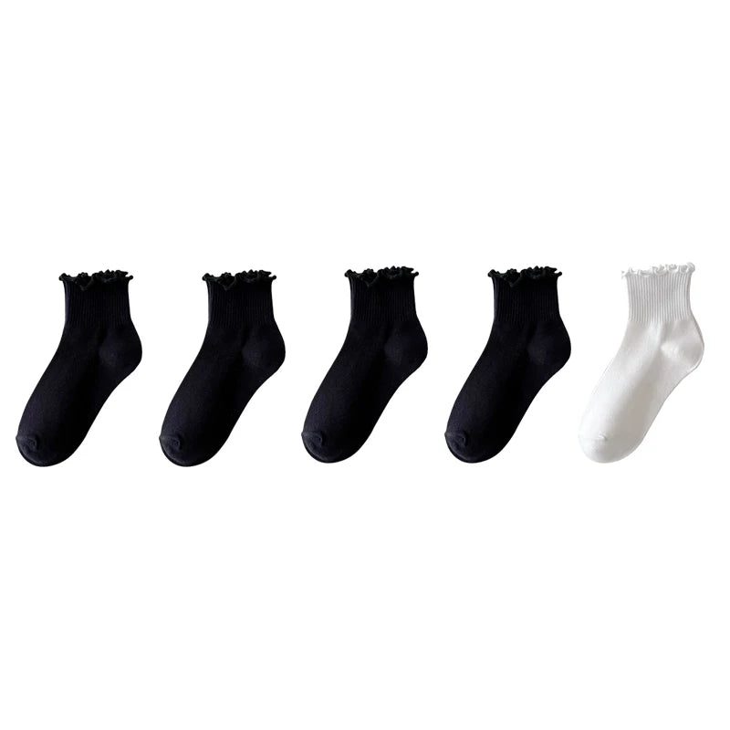 Japanese Winter Rolled Edge Short Socks Cute Socks Women Fresh Winter Wooden Ear Edge Female Socks Student Lo Niang Short Socks
