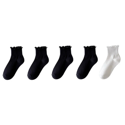 Japanese Winter Rolled Edge Short Socks Cute Socks Women Fresh Winter Wooden Ear Edge Female Socks Student Lo Niang Short Socks