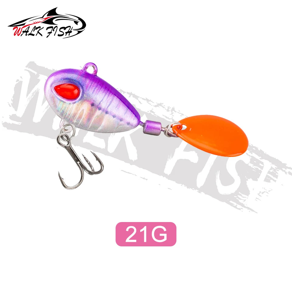 WALK FISH Sinking 3g-21g VIB Lure Spoon Spinner Fishing Bait Wobblers Metal Jig Rotating Sequin Tail Far Casting For Sea Bass