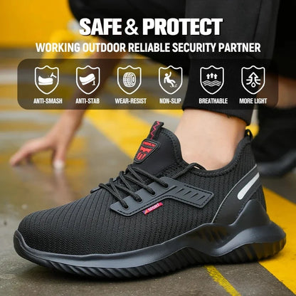 Lightweight Safety Shoes Men Steel Toe Sneakers Puncture Proof Breathable Safety Boots Man Dangerous Construction Work Foorwear