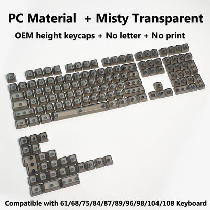 Full Sets Transparent Keycaps for Mechanical Keyboard Front/Side/None Print RGB Backlit Full/Misty Transparent Keycap 130+ Key
