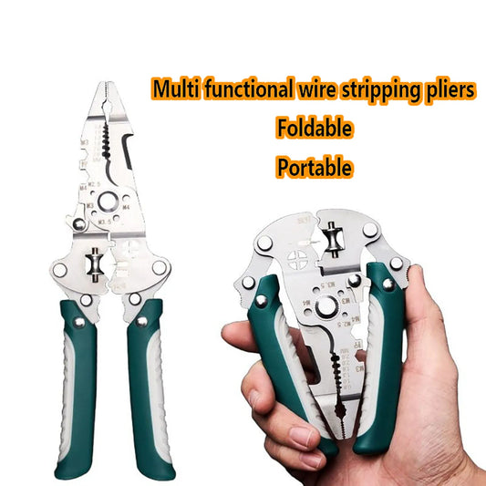1/2 Foldable 18-in-1 Wire Stripping Pliers Crimping Tool Multifunctional Electrician Pliers, Professional-Grade Electrician Tools | Compact Foldable Design for Secure Connections and DIY Projects