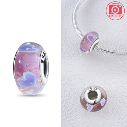 Original 925 Silver Charms Flower Blue Star Green Turtle Glass Beads Fit Bracelet Women DIY Gift Murano Jewelry Accessories